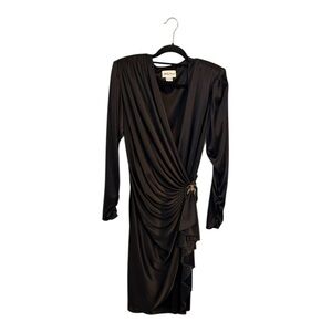 Vintage 80’s Abby Kent Black Long Sleeve Draped Dress Sz 11/12